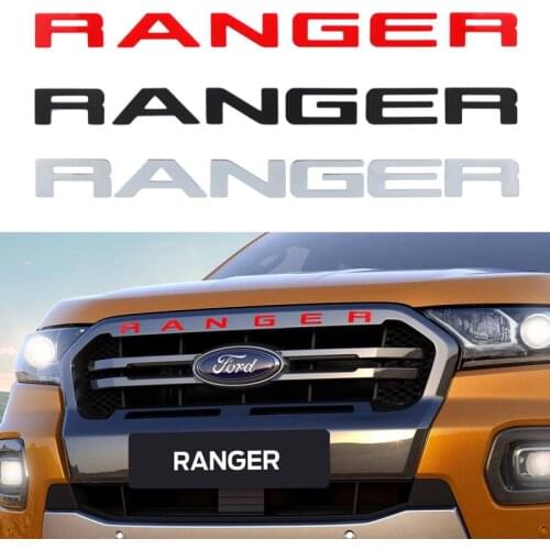For Ford Ranger 2015-2021 Grille Top Logo Letter Grill RANGER 3D Emblem Original Size ABS Sticker With Glue Chromium Styling