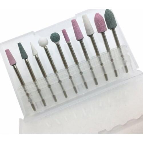 10Pcs/set Nail Drill Bit Manicure Head Grinding Cuticle Clean Cleaner Nails Grinding Head Tool 3/32" Polishing Manicure Tools