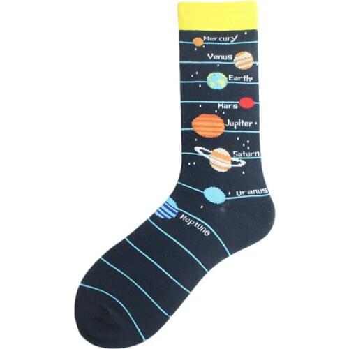 5 Pairs/Mens Funny Socks Boys Alien Planet Universe Anime Cartoon Socks Man Cotton Fashion Hip Hop Harajuku Socks Male Socken