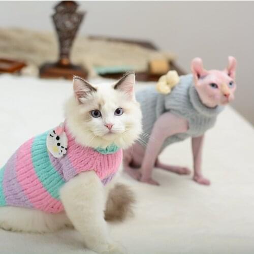 Dog Cat Clothes Winter Warm Soft Cartoon Cats Handmade Sweaters Sphynx Cat Costumes Puppy Cat Hoodies Pet Accessories Chihuahua