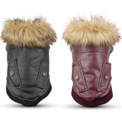 Pet dog clothing new autumn and winter clothing dog fur collar leather clothing winter warm dog dog clothing