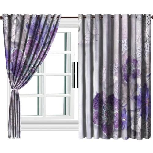Custom 3D Floral Curtain Purple Jewelry Flower White Butterfly Living Room Bedroom Beautiful Practical Shade Curtains