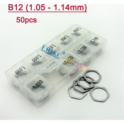 50 PCS Diesel Injector Valve Shims B12 Fuel Injector Washer Shim Adjustment Size: 1.05mm-1.14mm for BOSCH Injectors