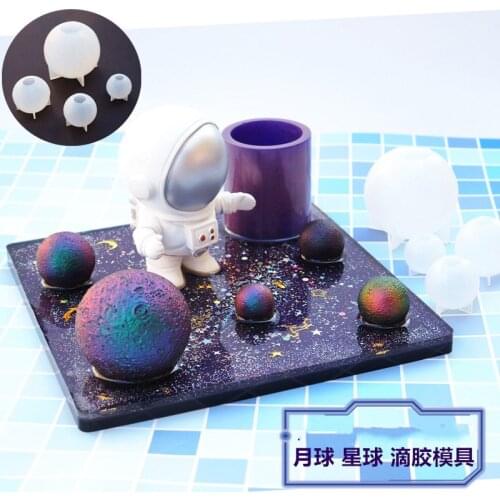 DIY silicone mold planet moon night light crystal epoxy resin molds mobile phone holder silicone mold Making for resin