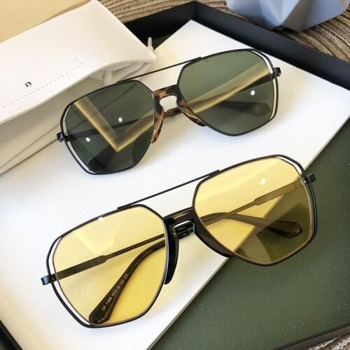 Male sunglasses female dark green eye glasses round face big face red face metal sunglasses anti uv mens sunglasses