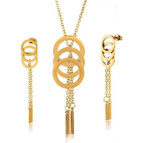 OUFEI Wedding Fashion Tassel Jewelry Sets In Stainless Steel For Women Dubai Jewellery Of African Gold Bridal Jewelry Sets