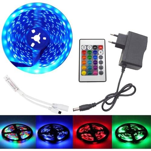 12V RGB LED Strip 2835 5050 Flexible 30/60 leds/m Lamp Tape + Power Adapter + 24keys IR RGB Controller;5M 10M 15M 20M Full Set