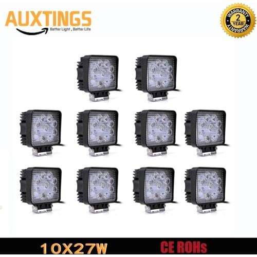 10PCS offroad led light 4inch led work light 27w SPOT FLOOD Square led work lamp driving light for tractor car truck Boat
