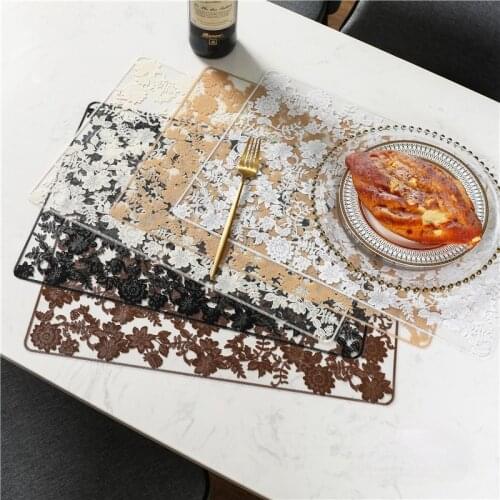 4/6/8 pcs heat-resistant thermal insulation placemat table mat pvc transparent non-slip coaster coffee kitchen decoration