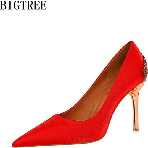 Bigtree Woman Shoes 2021 Luxury Brand Sexy Heels Pumps Women Shoes Stiletto Heels Black High Heels Bridal Shoes Chaussure Femme