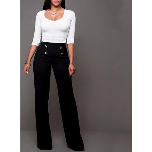Women Casual Harem Long Pants High Waist Elastic High Waist Cropped Length OL Trousers Solid Black White Wine Red