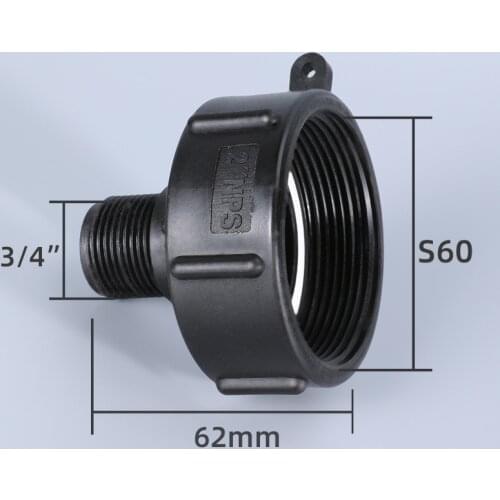 1PCS IBC Water Tank Reducing Adapter Durable S60 Fine Thread to 3/4'' Fine Thread Garden Hose Connector