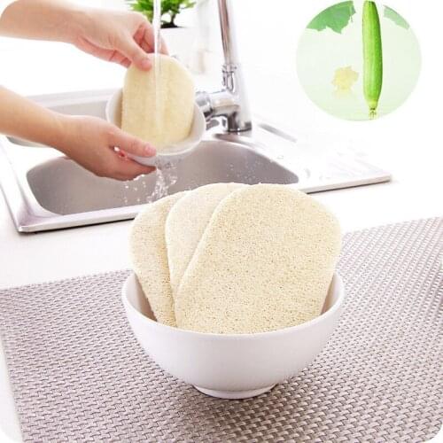 1pcs Natural Loofah Dishwashing Cloth Scrub Pad Dish Bowl Pot Easy To Clean Scrubber Sponge Kitchen Clean Brushes Scrub Pad