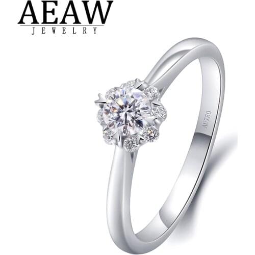 100% Real 0.3carat Natural Diamond Engagement Ring GIA Certificaction Solid 18K White Gold Fine Wedding Ring for Women
