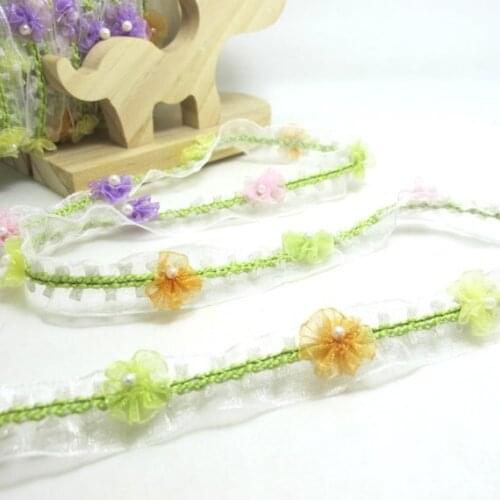 2 Yards Woven Rococo Ribbon Trim with Rose Flower Buds|Decorative Floral Ribbon|Scrapbook Materials