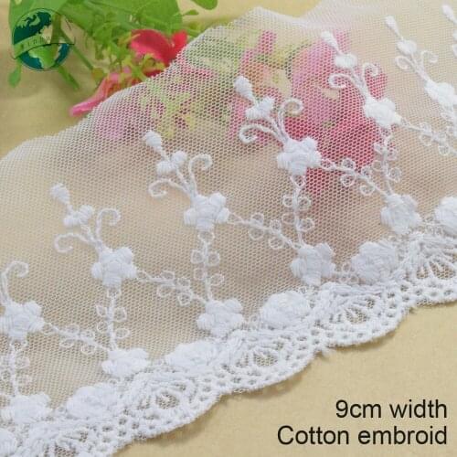 3yards 9cm wide Cotton embroid lace sewing ribbon guipure trim or fabric warp knitting DIY Garment Accessories wedding lace#3359