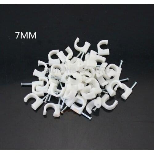 FREE SHIPPING 100 PCS 7MM Circle Cable Wire Wall Hanging Screw Clips Cable Clips