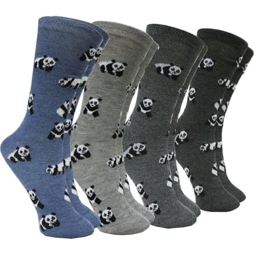 Calcetines Mujer Motivo Oso Panda Animal Algodón Azul Gris Invierno Fereti Largo