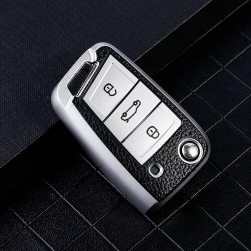 TPU Leather Car Key Case Cover For VW Volkswagen Golf 7 MK7 Tiguan MK2 For SEAT Ateca Leon FR 2 Ibiza For Skoda Octavia A7