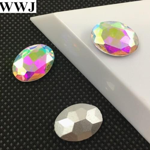 Crystal AB Color Pointback Oval Glass Crystal Fancy Stone 8x10mm,10x14mm,13x18mm,18x25mm,20x30mm For Jewelry Making,DIY