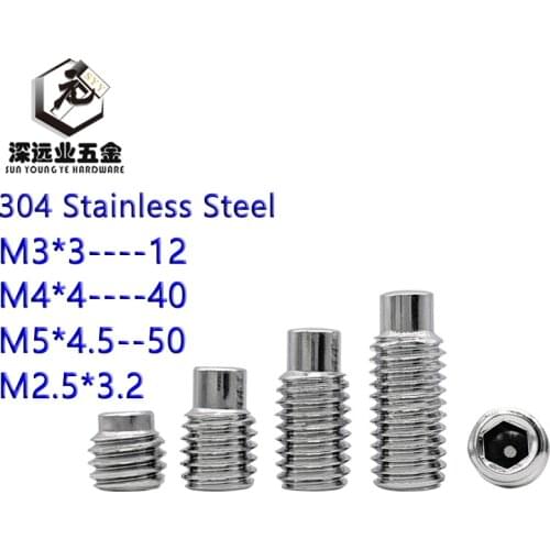 DIN915 GB79 Set Screws M2.5 M3 M4 M5 Stainless Steel 304 Male Terminal Set Bolt Grub Convex End Screw Inner Hexagonal Headless