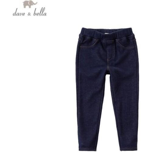 DKH15216 dave bella winter 5Y-13Y kids girls fashion love pockets padded pants children boutique casual full-length pants