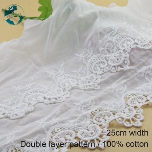 5yards 25cm double layer Cotton embroid lace sewing ribbon guipure trim wedding lace DIY Garment Accessories african lace#3316