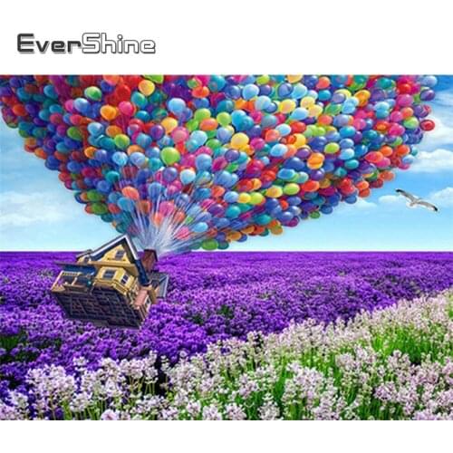 Evershine Diamond Embroidery House Full Square Round Diamond Painting Landscape Balloon Cross Stitch 5D Rhinestone Mosaic Art