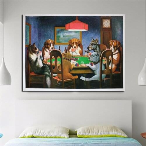 Friend Dog Playing Cards Canvas Prints Picture Modular Paintings for Living Room Poster on The Wall Home Decor
