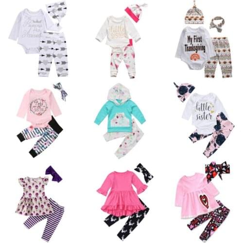 Baby Boy Clothing Set Newborn Baby Boys Girls Tops Romper Jumpsuit+pants+headband Xmas Outfits Clothes 0-18 Months