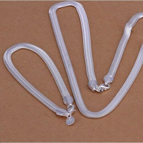 S084 Wholesale, free shipping jewelry set, fashion jewelry set 6Mm Flat Snake Bone Two-Piece Jewelry Set