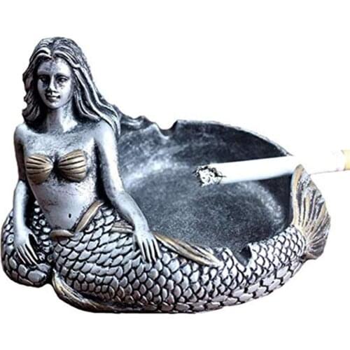 Creative Ashtray Mermaid Ashtray Vintage Cigar Ash Tray Home Decor Bar Smokers resin crafts gifts home decor Vintage Silver Gold