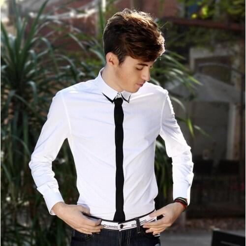 M-3XL ! 2017 New Mens clothing brief long sleeved shirt fashion city mens shirt plus size Singer costumes