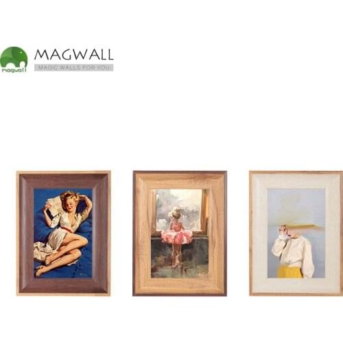 Magwall magnetic 2sizes Imitated wood grain removable photo frame