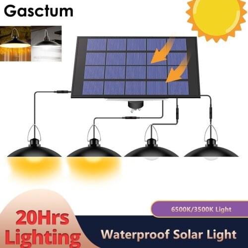 Powerful Chandelier Four Head Solar Pendant Light Outdoor Indoor Solar Lamp With Warm or White Lighting For Camping Garden Yard