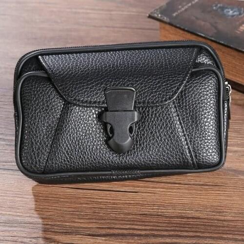 Men Fanny Pack Male Brown Black PU Leather Zipper Hasp Coin Purse Burse Good Quality Bag Casual Waist Packs Mobile Phone Bags