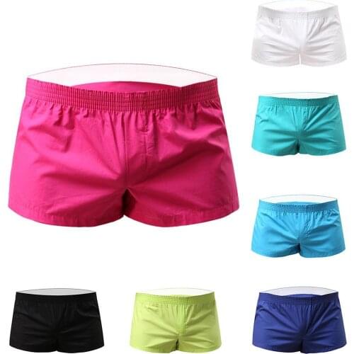 Men Solid Color Summer Sports Gym Elastic Waist Shorts Beach Swimming Trunks