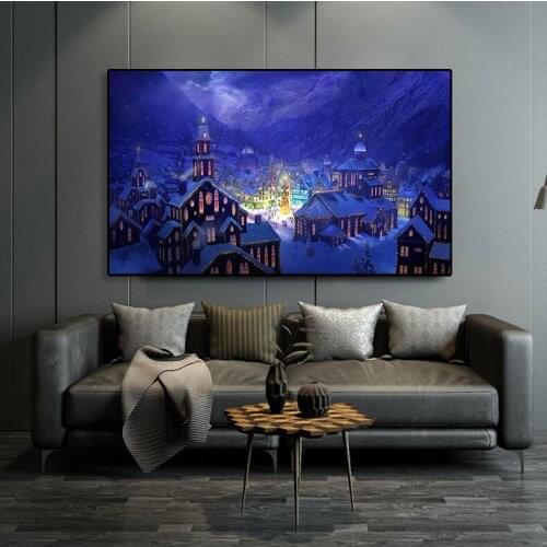 Winter Outdoor Snow Scene Canvas Painting Print Poster Christmas Series Wall Art For Living Room Modern Nordic Pictures Decor