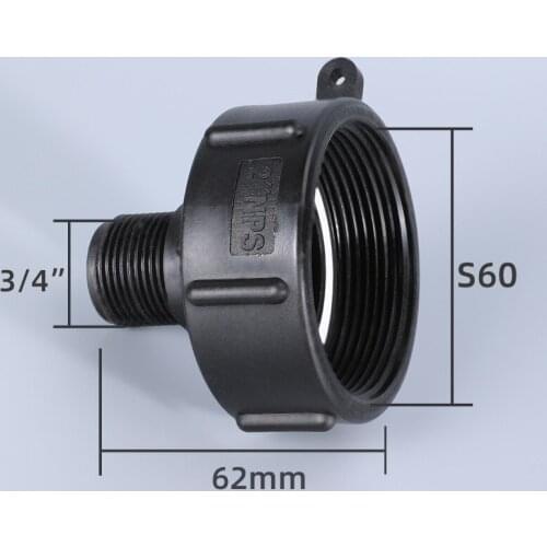 Durable Water Tank Reducer Connector 2'' Fine Thread to 3/4'' Fine Thread Fittings Garden Irrigation Connector