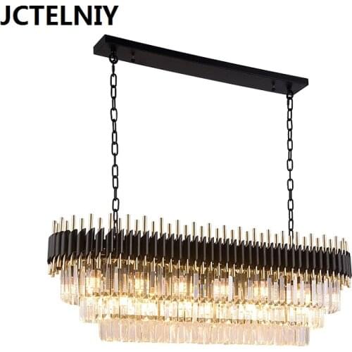 Light luxury crystal chandelier dining room chandelier rectangular table club bar Nordic modern luxury led lamps