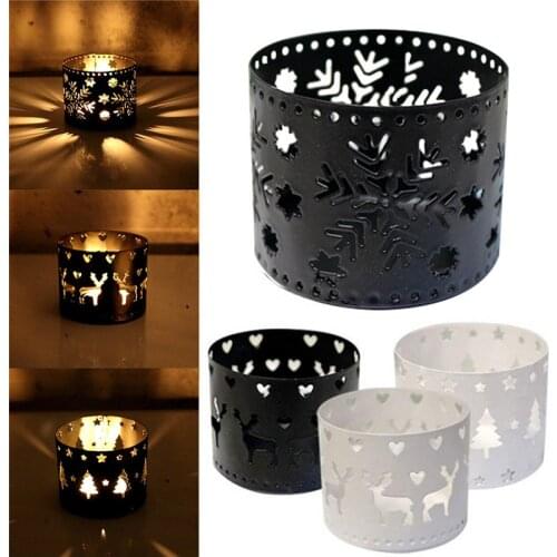 Christmas Decorations For Home Table New Creative Hollow Candle Holder Vintage Snowflake Hollow Candlestick Party Decoration