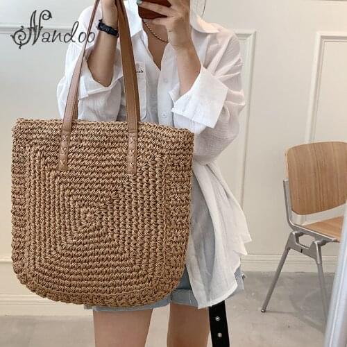 Women Straw Beach Bag Vogue Travel Holiday Vacation Leisure Handmade Woven New Tote Shopping Large Capacity Ladies Shoulder Bags