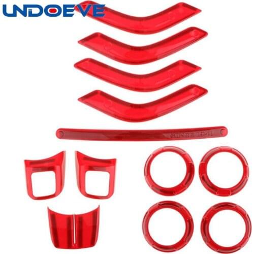 Undoeve 12 Pieces Car Accessories Interior Decoration Trim Full Set for Jeep Wrangler 4 Door 2011-2017 - Red
