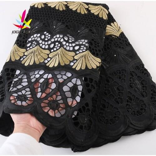 Embroidered Dry Lace Fabric with Rhinestones African Milk Silk Cotton Indian Voile Lace New Design Nigeria XZ2946
