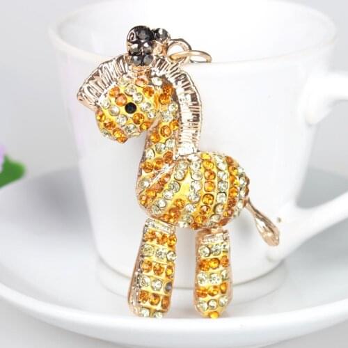 Zebra Horse Keyring Chain New Fashion Cute Purse Bag Pendant Crystal Key Chain All-match Fashionable Outfit key Good Partner
