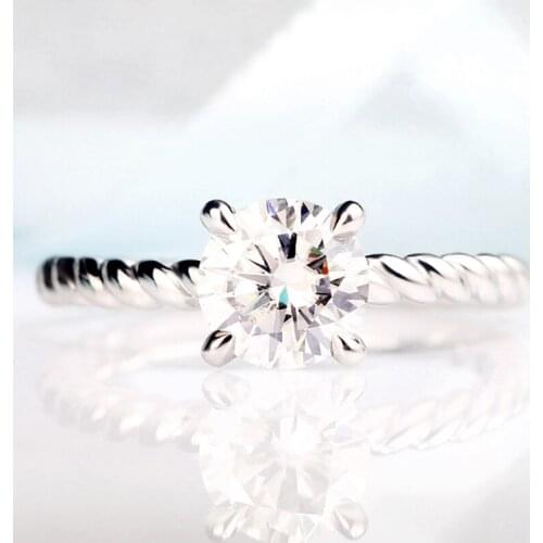 Real 925 Sterling Silver Ring Female Twist Luxury Cute Engagement Party Wedding Gift for Girlfriend Fine Jewelry Unique Diamond