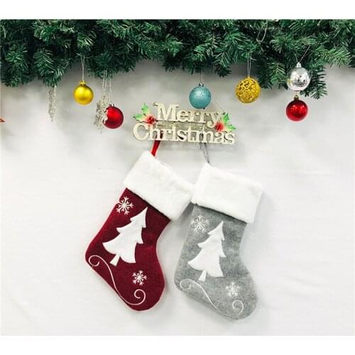 2021 Christmas Tree Hanging Christmas Sock Gift Bag Moose Embroidered Christmas Stockings Christmas Gifts New