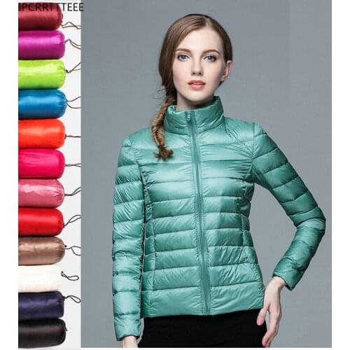2021 Thin Female Slim Warm Jacket Windproof Down Coat Ultra Light 90% White Duck Down Jacket Women Autumn Winter Coat