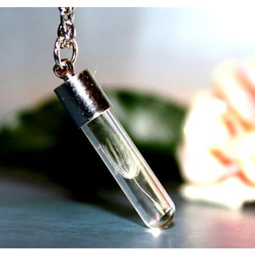 3PCS 6MM Dandelion Seed in a tiny glass vial,Dandelion Necklace Make a Wish Glass Bead Eco Friendly