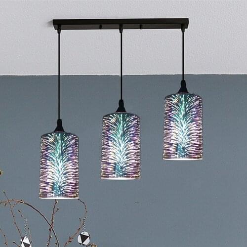 Nordic 3D LED Chandeliers Colorful Glass Lamp Living Room Dinning Kitchen Bedroom Novelty Home Decor Light Fixture E27